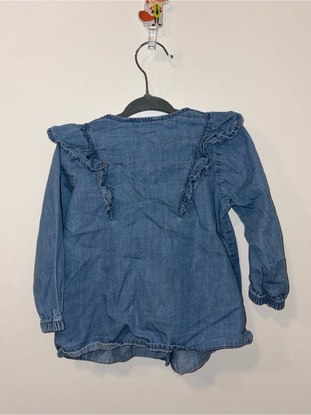 George Light Blue Denim Ruffle Button Jacket for Girls - Picture 2 of 2